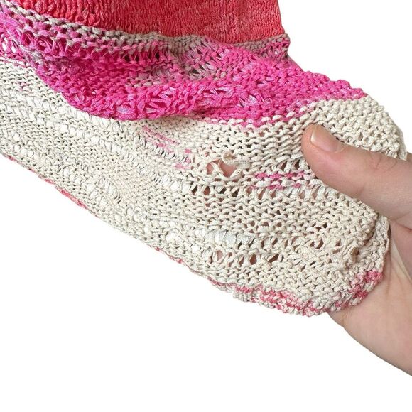 Soft Surroundings Asymmetrical Open Knit Tunic Sweater Salmon Pink Size Medium - Picture 6 of 12